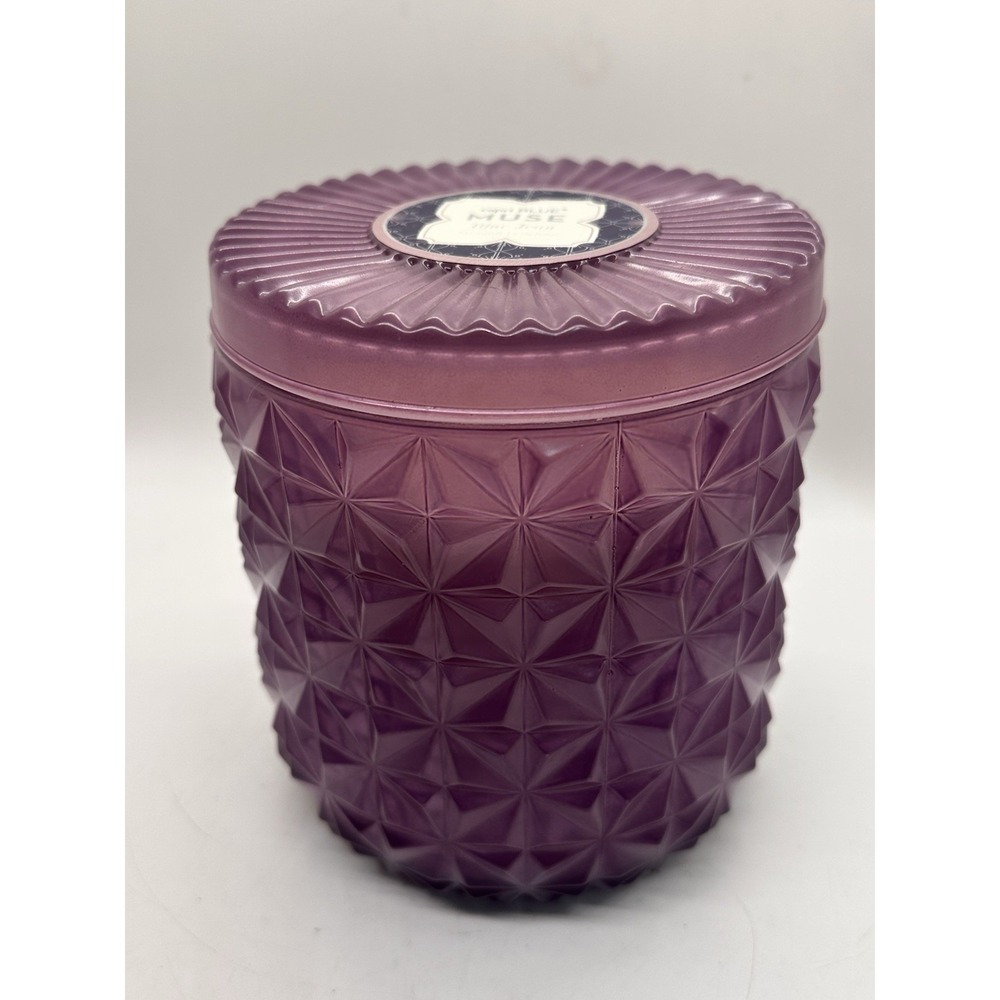 Capri Blue Muse Blue Jean 30oz Jumbo Faceted Jar Candle Purple Glass New Unused!